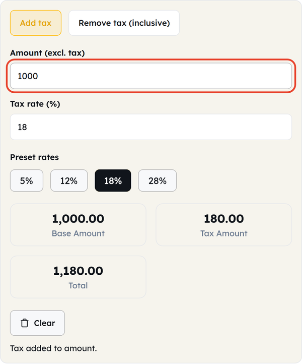 amount field