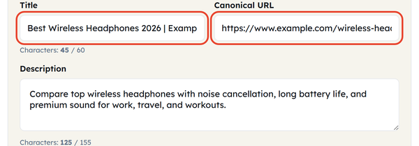 basic seo fields