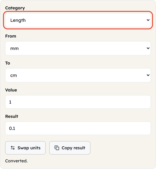 category selector