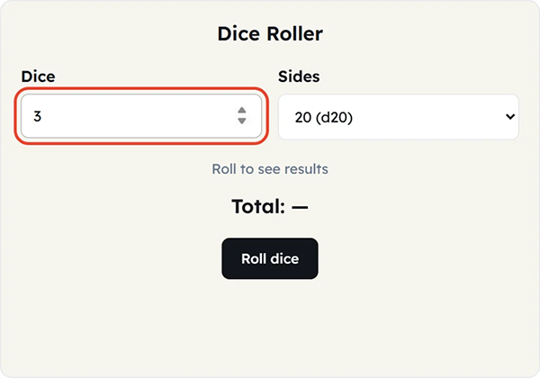 choose dice sides