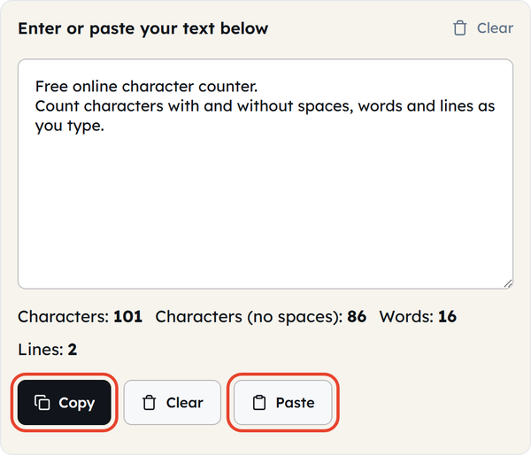 copy and paste buttons