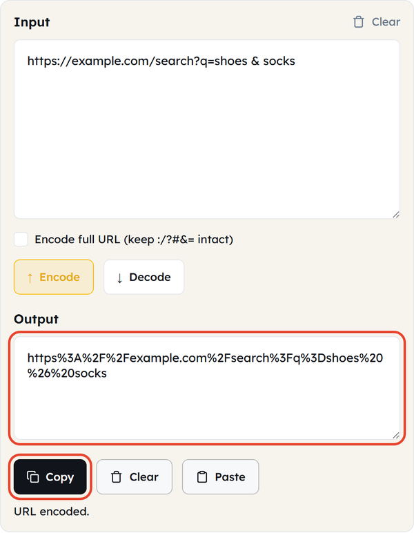 copy encoded result