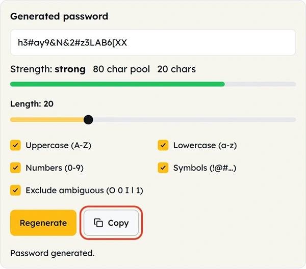 copy password button