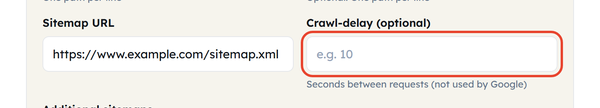 crawl delay field