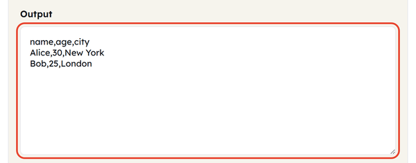 csv output box