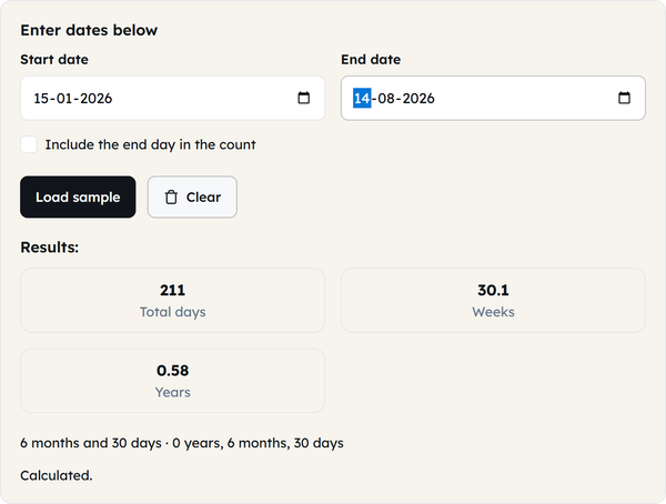 date difference result