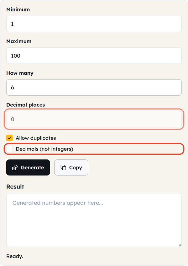 decimal options