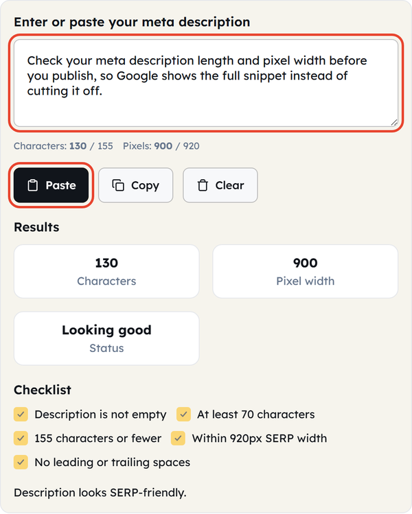 description input field