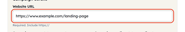 destination url field