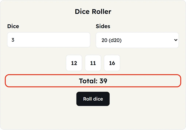 dice roll total