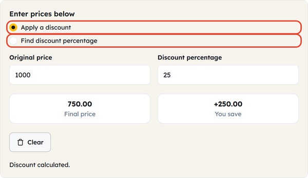 discount mode options