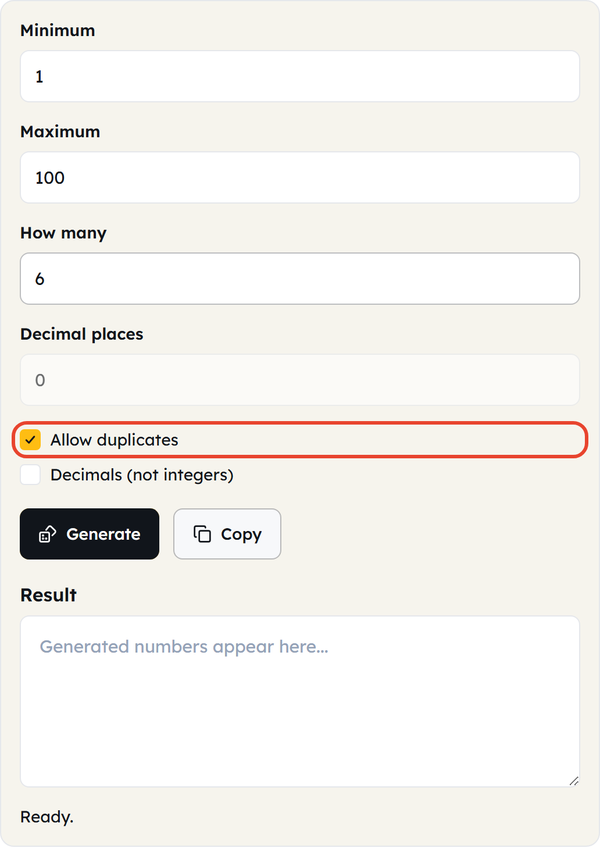 duplicates toggle