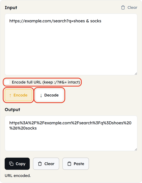 encode decode buttons