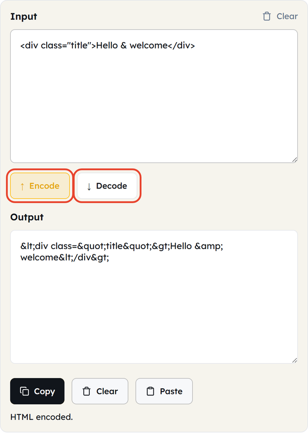 encode decode buttons