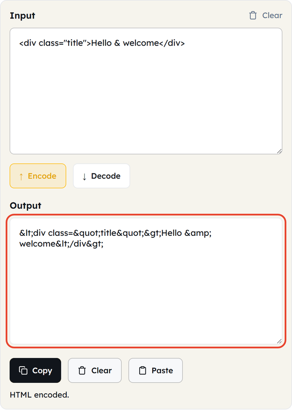 encoded output