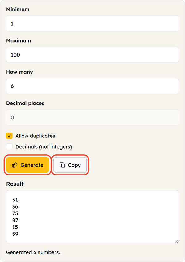 generate and copy