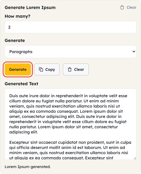 generate button