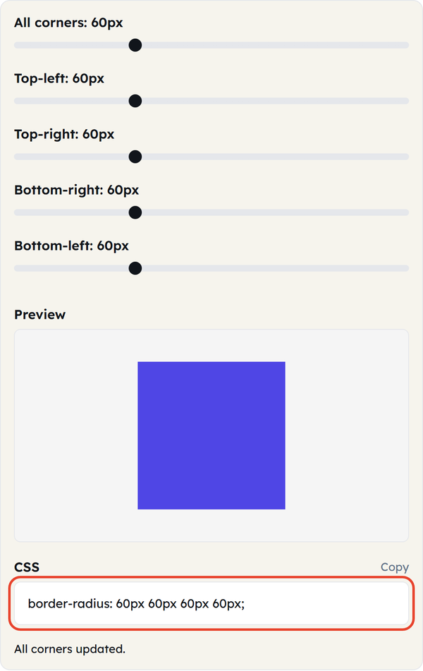 generated css line