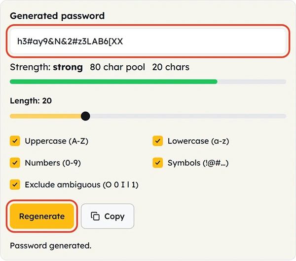 generated strong password