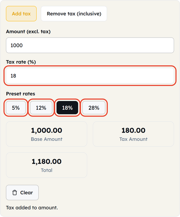 gst rate presets