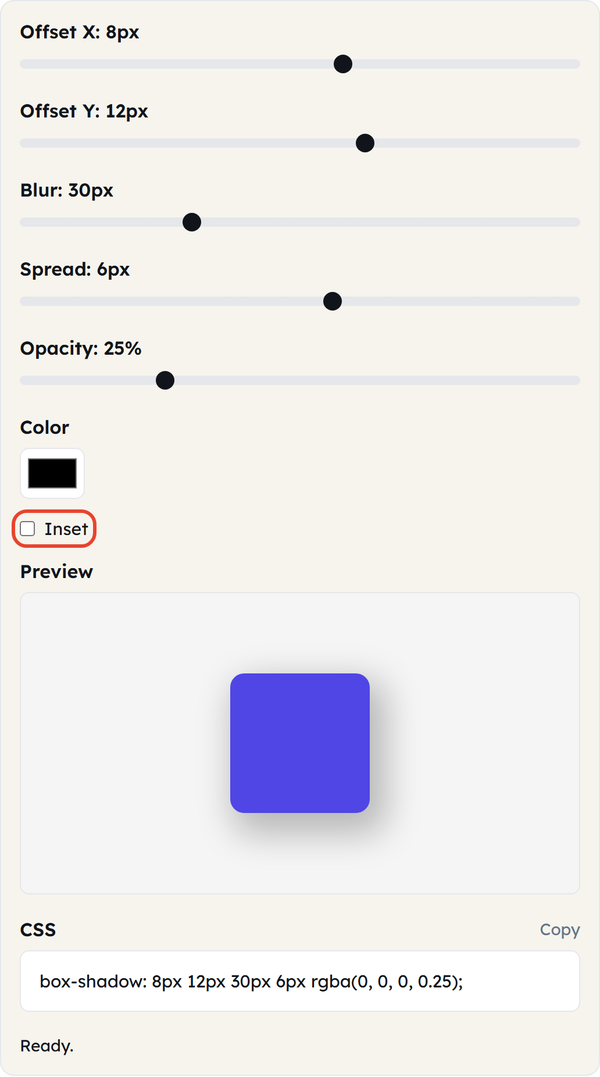 inset checkbox