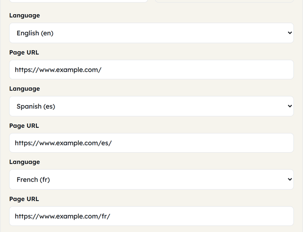 language rows filled