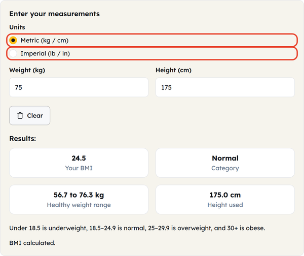 metric imperial units