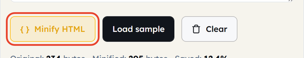 minify html button