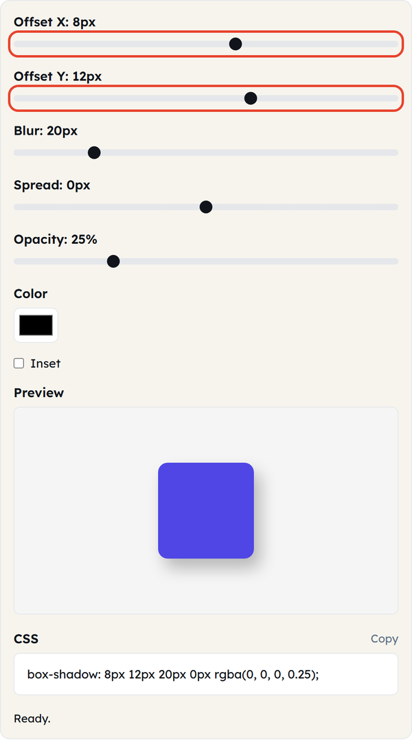 offset sliders