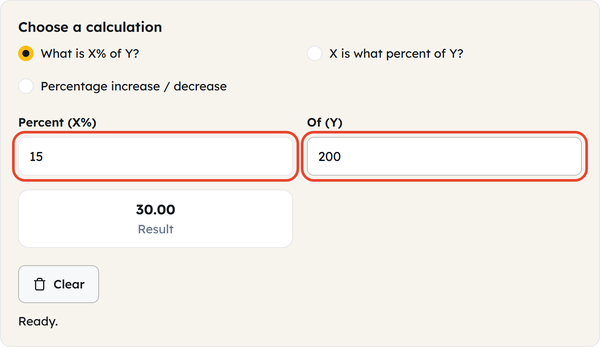 percentage input fields