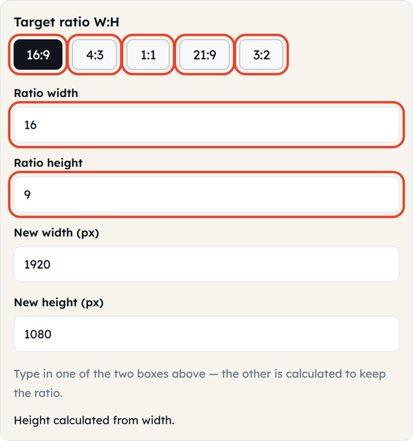ratio presets