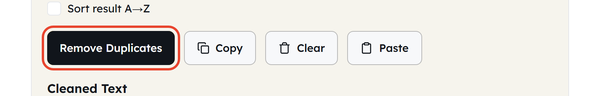 remove duplicates button
