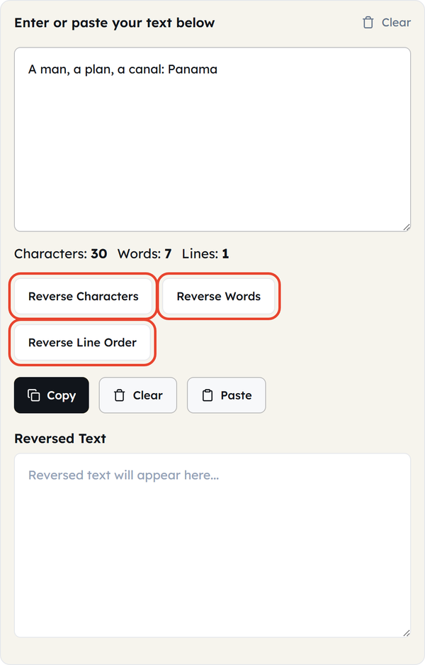 reverse mode buttons