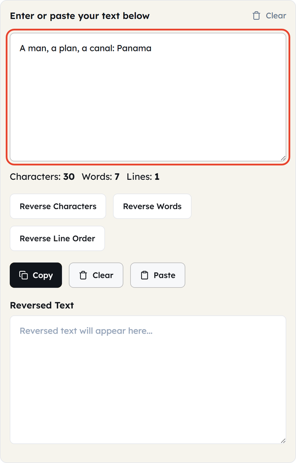 reverse text input