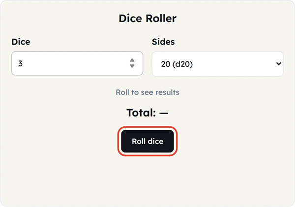 roll dice button
