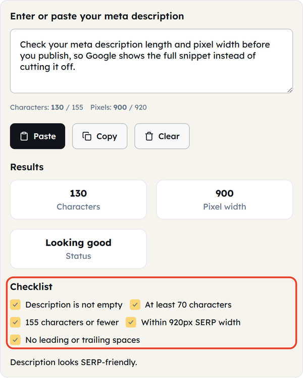 serp checklist ticks