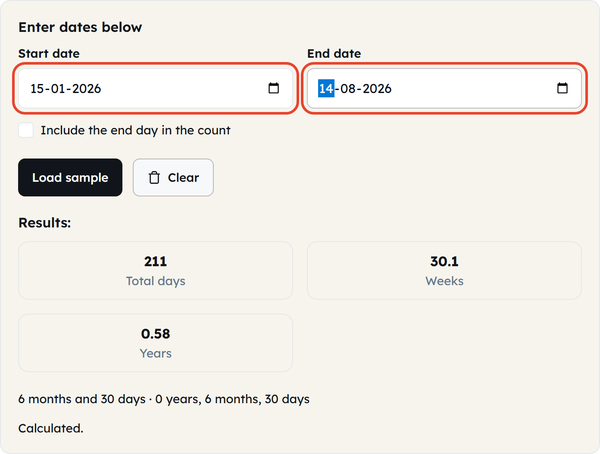 start and end dates