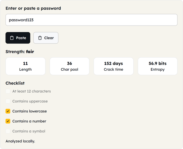 weak password result