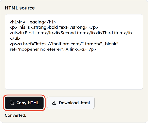 copy html button