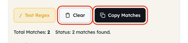 Copy Matches and Clear buttons