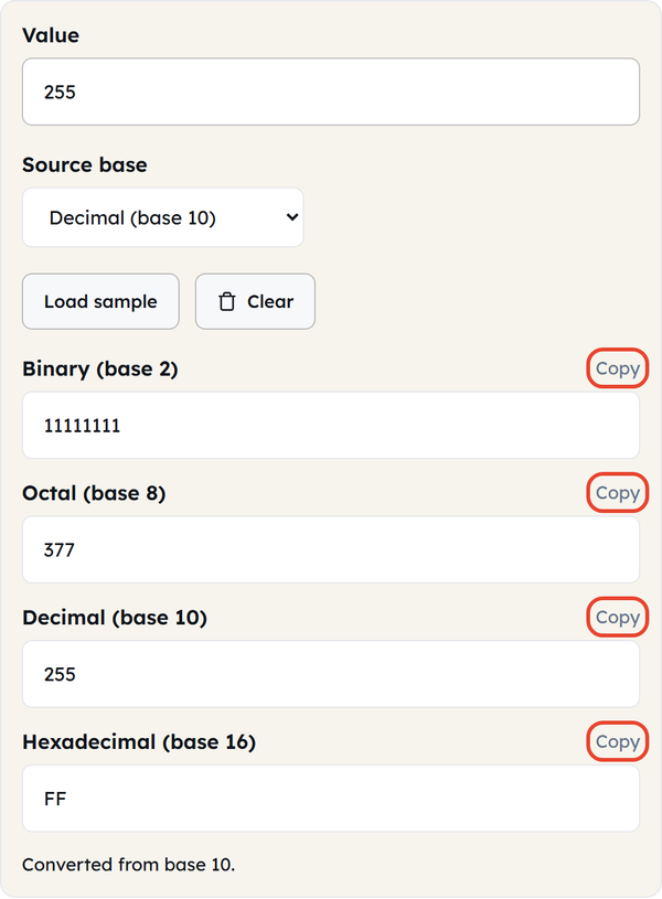 copy result buttons