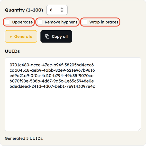 format checkboxes