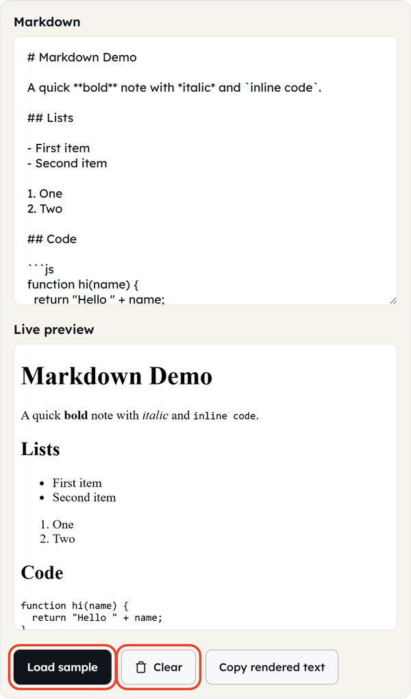 load sample button