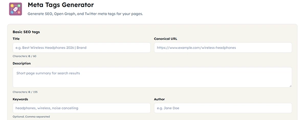 meta tags generator
