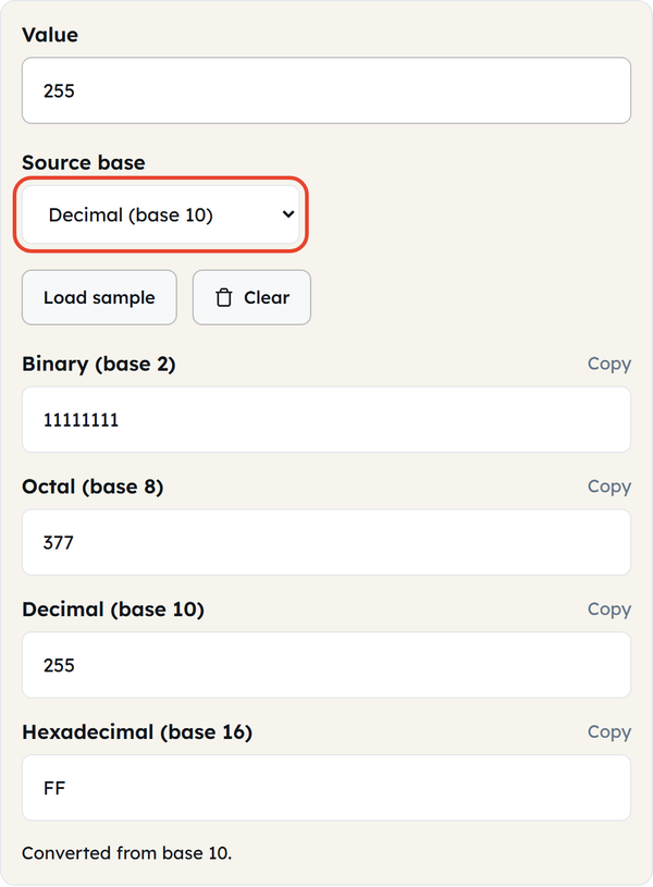 source base dropdown