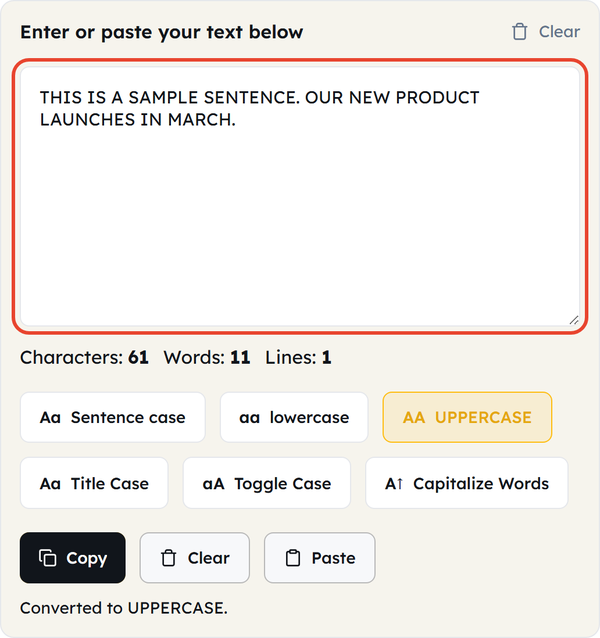 uppercase result