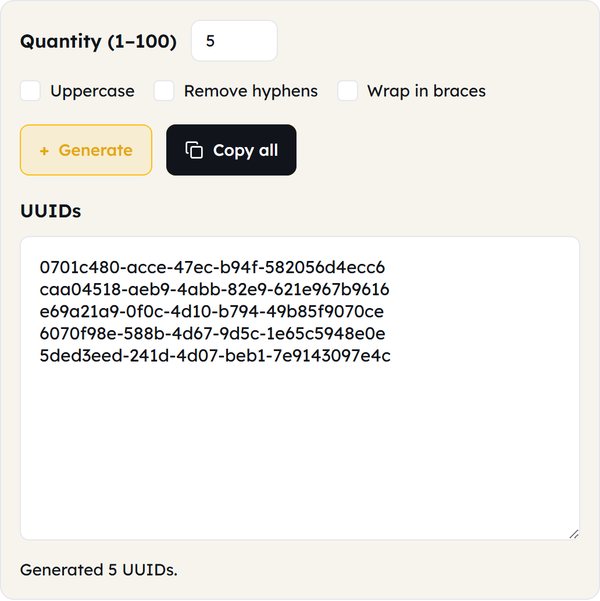 uuid generator card